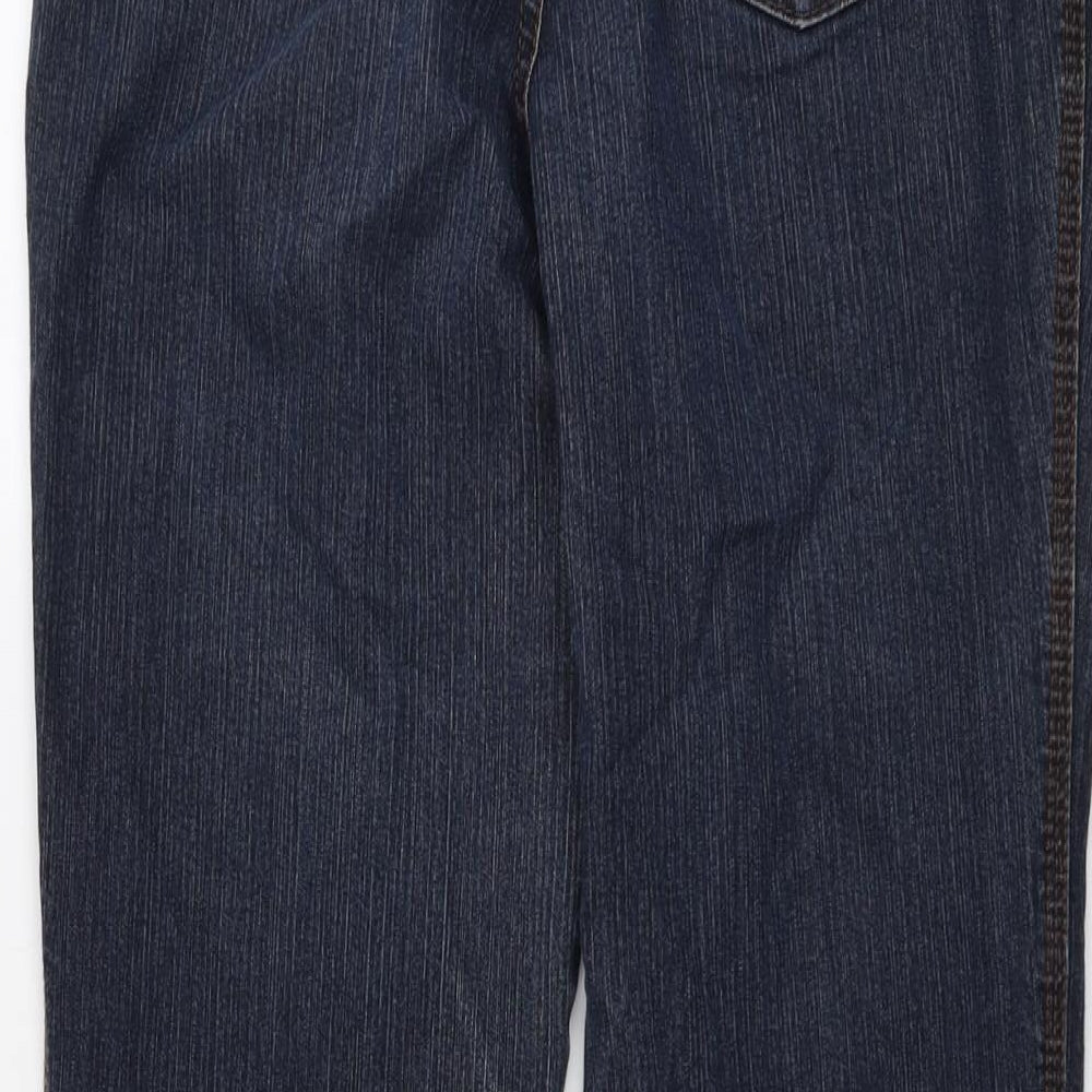 Marks and Spencer Womens Blue Cotton Bootcut Jeans Size 16 L31 in Regular Button