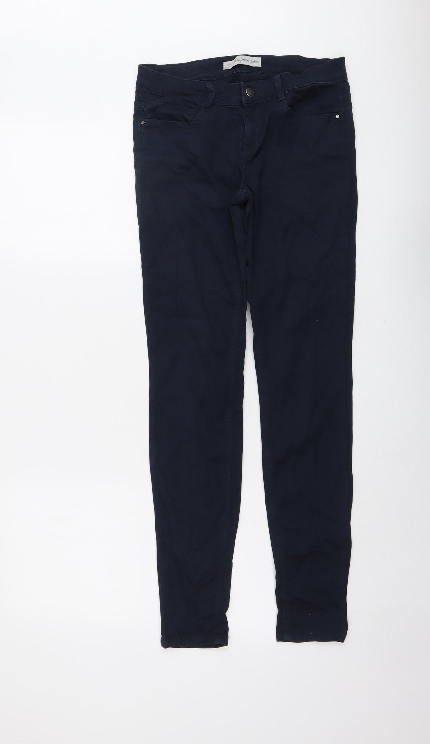 Zara Womens Blue Cotton Skinny Jeans Size 8 L30 in Regular Button