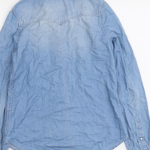 Clockhouse Womens Blue Cotton Basic Button-Up Size 6 Collared