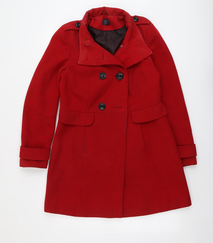 Marks and Spencer Womens Red Pea Coat Coat Size 10 Button