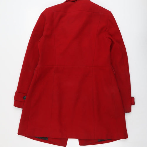 Marks and Spencer Womens Red Pea Coat Coat Size 10 Button