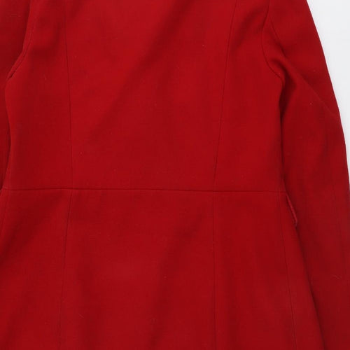 Marks and Spencer Womens Red Pea Coat Coat Size 10 Button