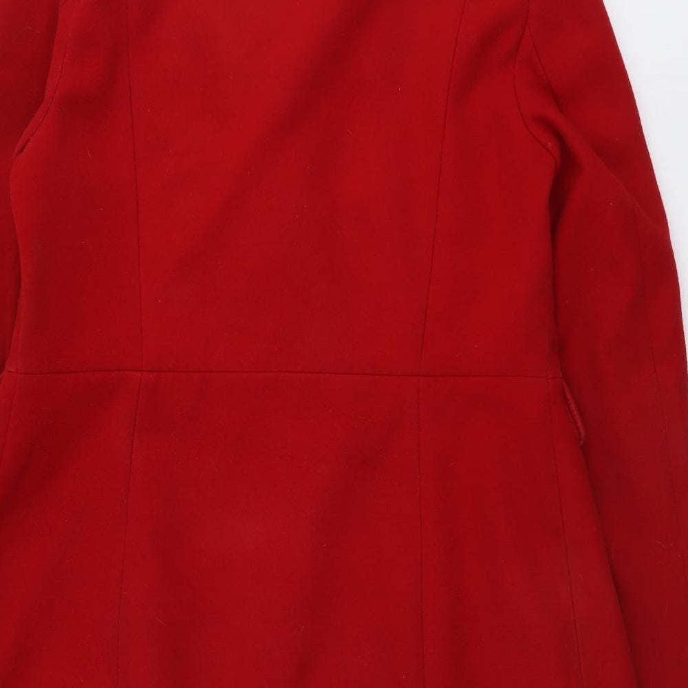 Marks and Spencer Womens Red Pea Coat Coat Size 10 Button