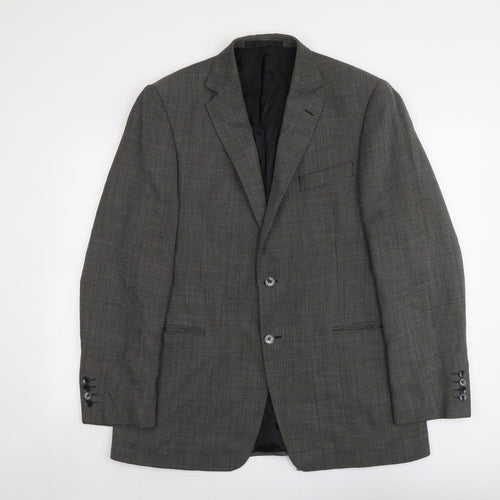 Marks and Spencer Mens Black Geometric Wool Jacket Suit Jacket Size 42 Regular