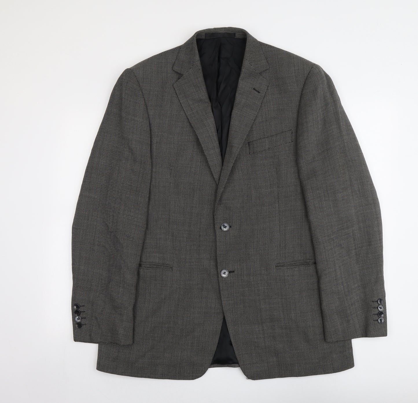 Marks and Spencer Mens Black Geometric Wool Jacket Suit Jacket Size 42 Regular