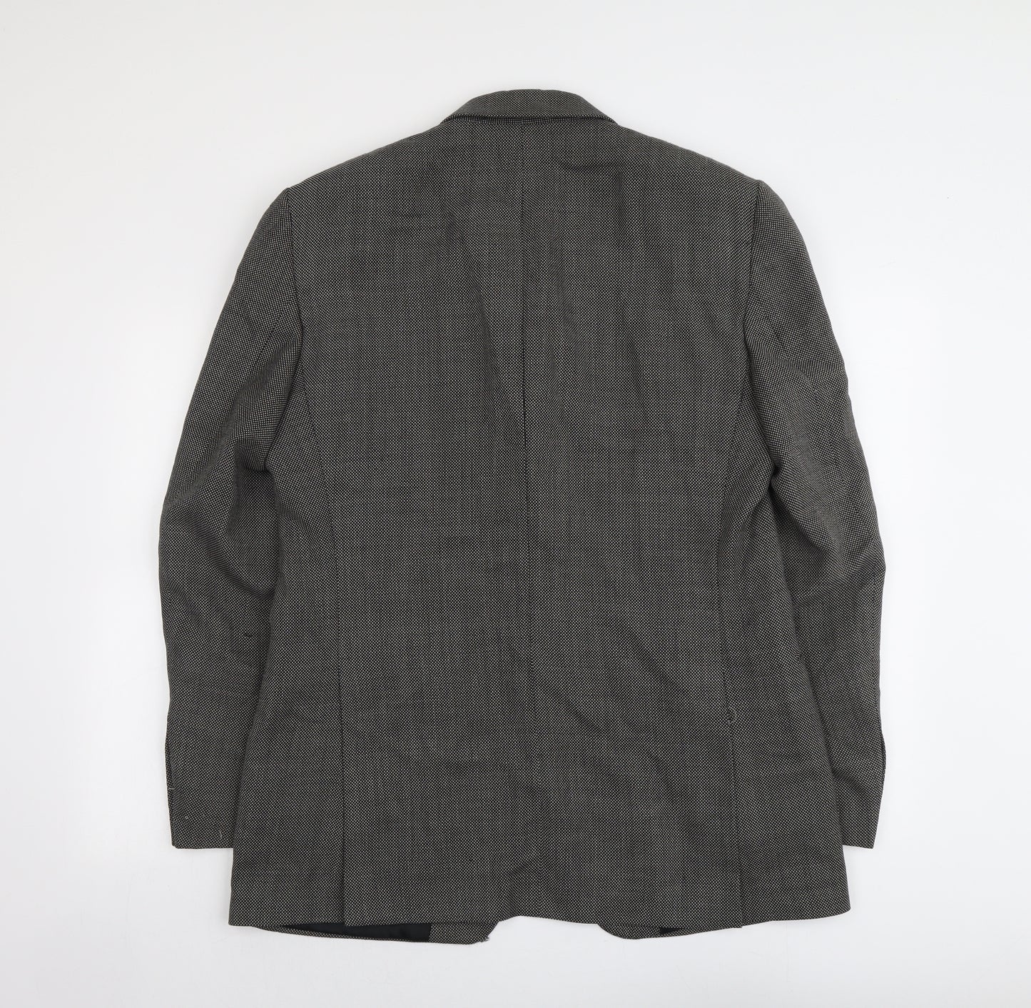Marks and Spencer Mens Black Geometric Wool Jacket Suit Jacket Size 42 Regular