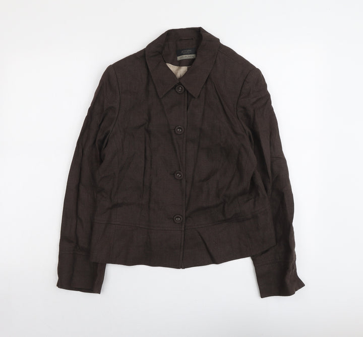 Principles Womens Brown Jacket Size 14 Button