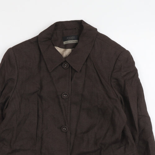 Principles Womens Brown Jacket Size 14 Button