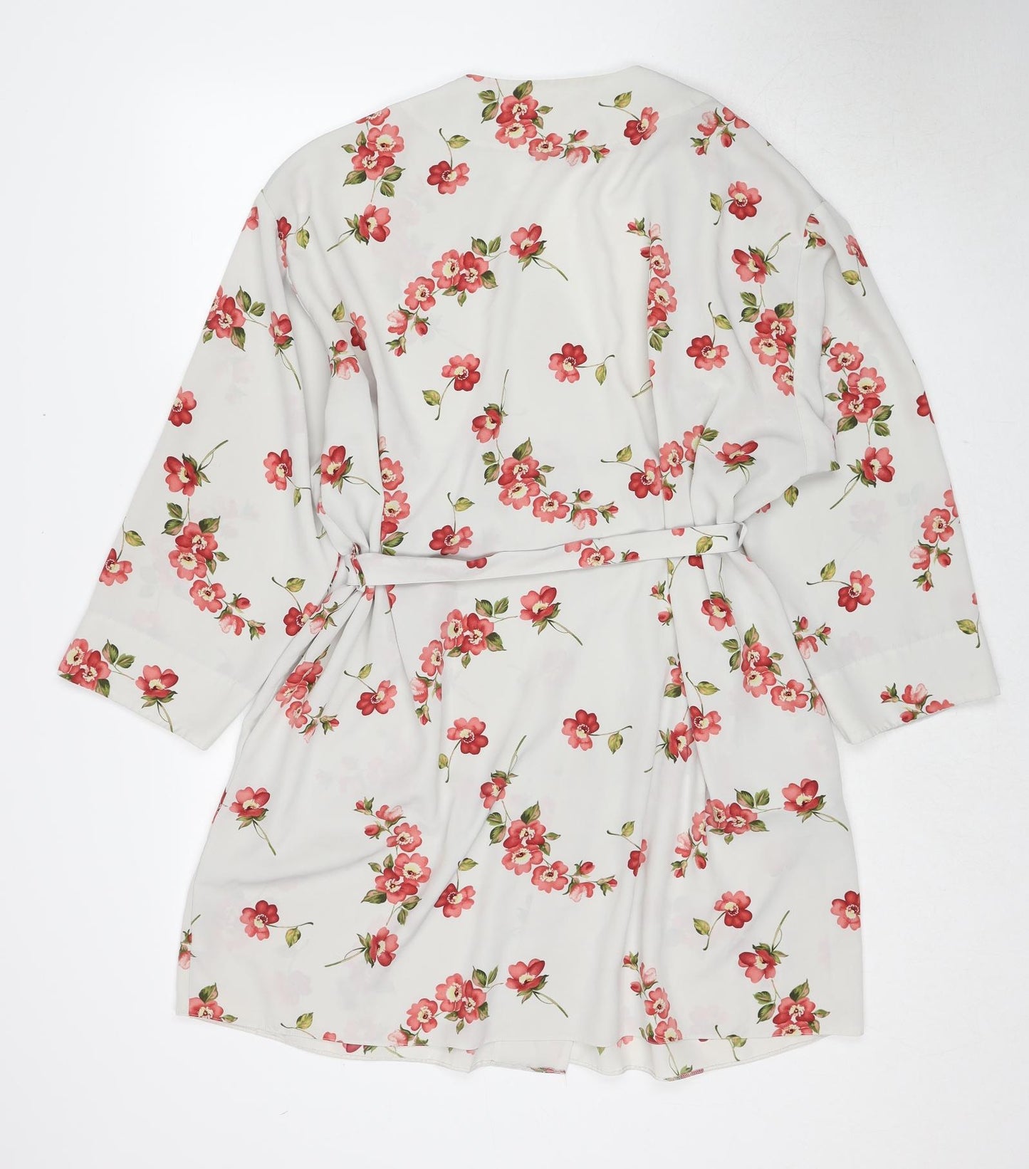 BHS Womens Multicoloured Floral Polyester Kimono Robe Size 16 Tie - Size 16-18