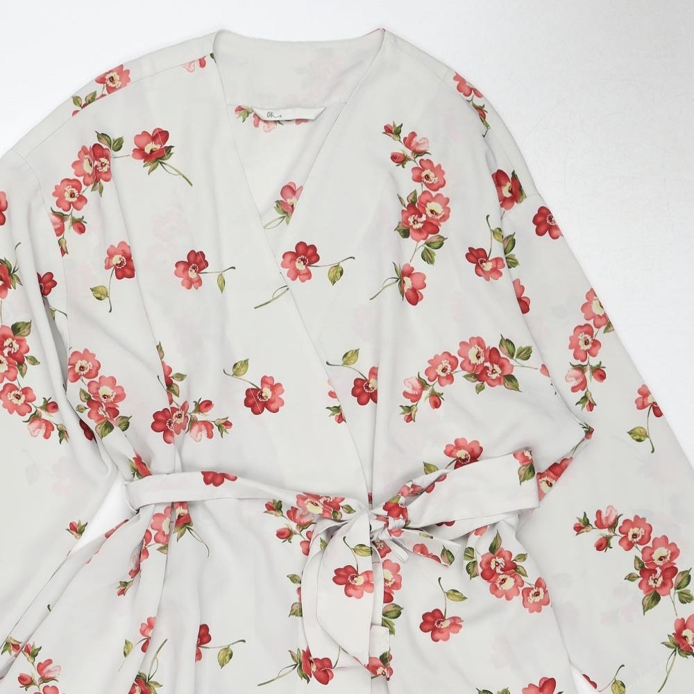 BHS Womens Multicoloured Floral Polyester Kimono Robe Size 16 Tie - Size 16-18