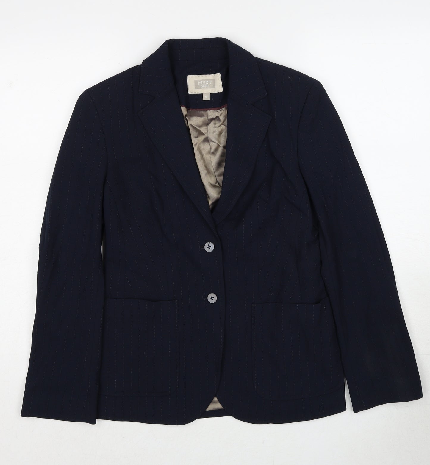 NEXT Womens Black Pinstripe Polyester Jacket Suit Jacket Size 10