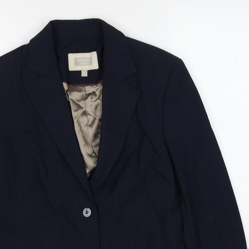 NEXT Womens Black Pinstripe Polyester Jacket Suit Jacket Size 10