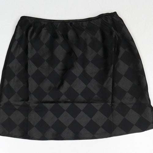 Lola May Womens Black Argyle/Diamond Polyester A-Line Skirt Size 8