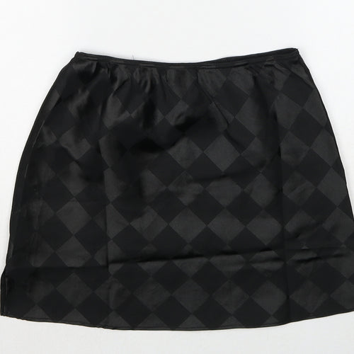 Lola May Womens Black Argyle/Diamond Polyester A-Line Skirt Size 8