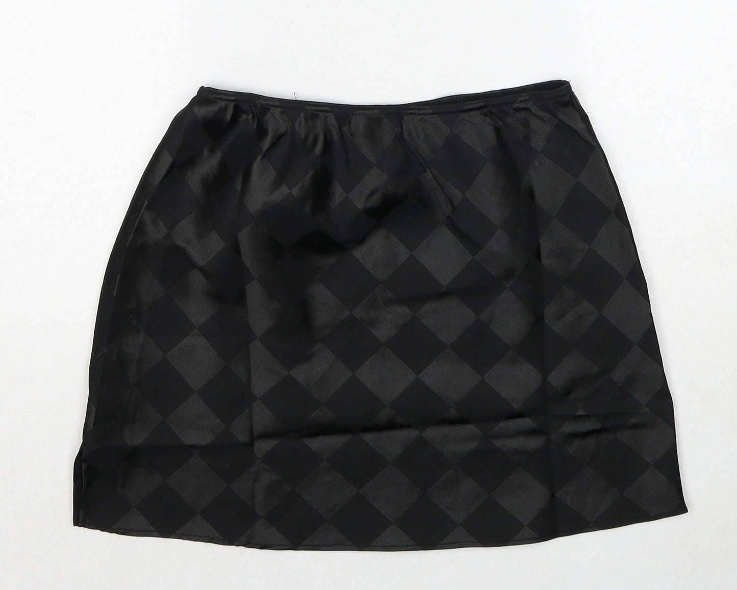 Lola May Womens Black Argyle/Diamond Polyester A-Line Skirt Size 8