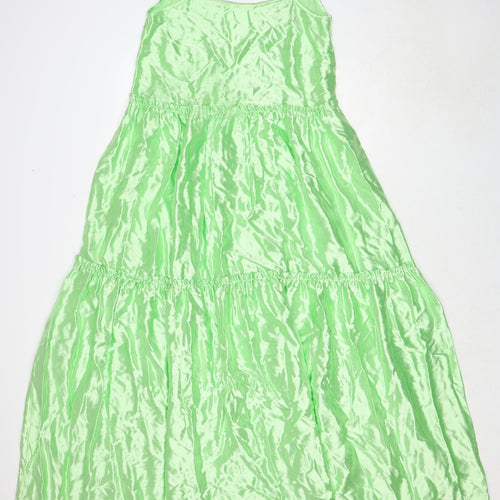 Extra AF Womens Green Viscose A-Line Size 10 Round Neck Pullover - Open Back