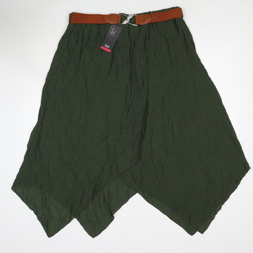 Klass Womens Green Viscose Swing Skirt Size 16 - Belt included