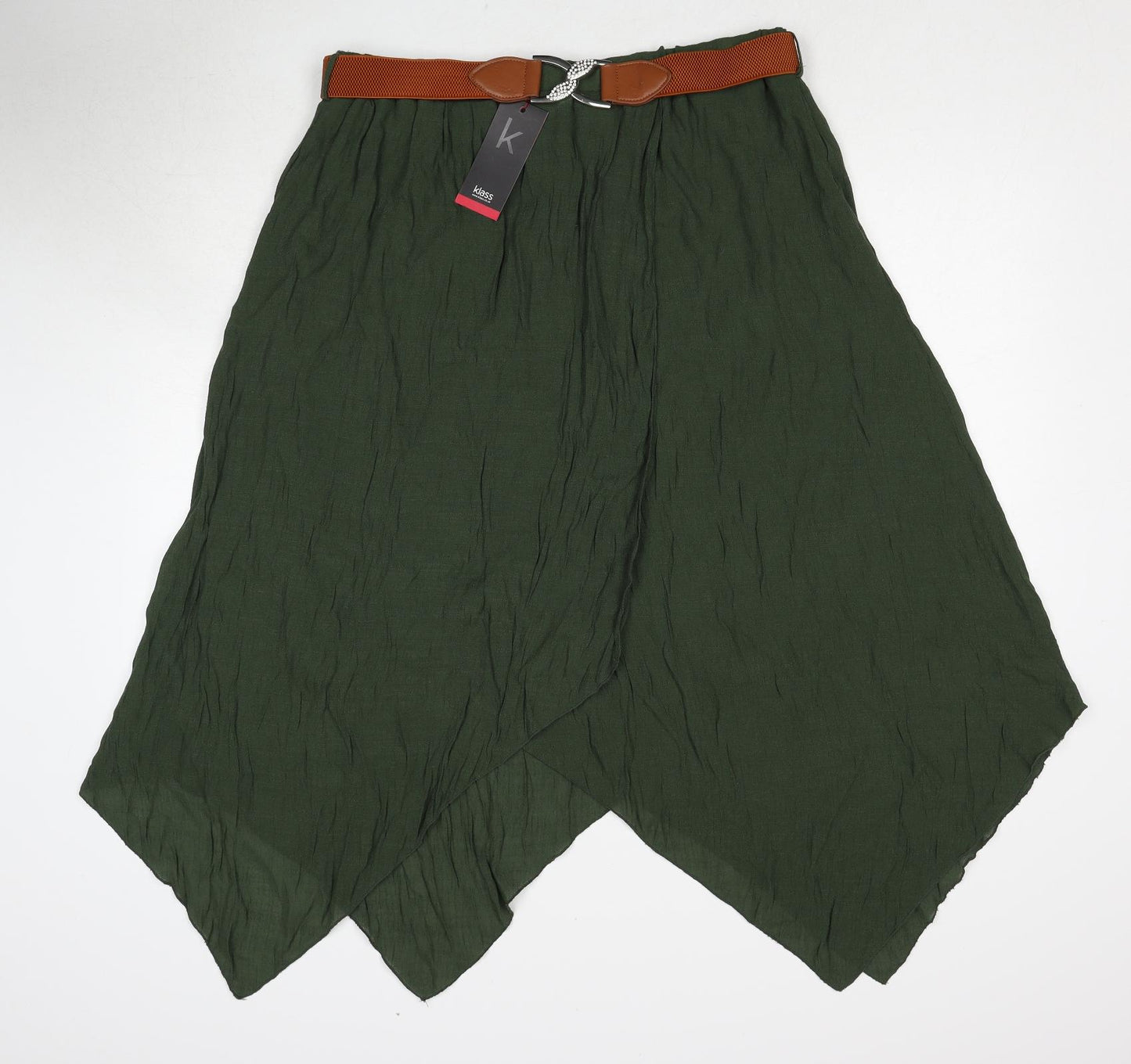 Klass Womens Green Viscose Swing Skirt Size 16 - Belt included
