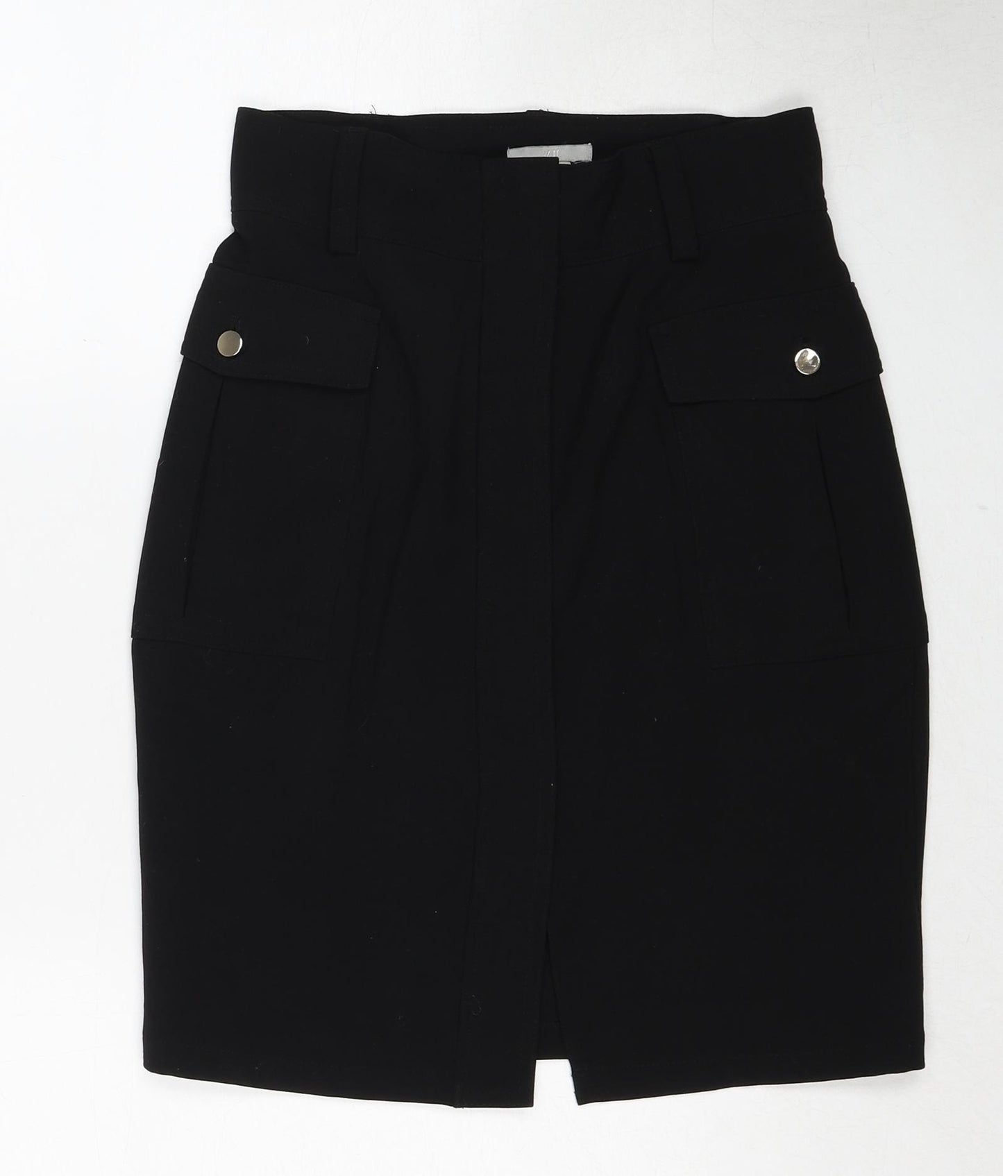 H&M Womens Black Polyacrylate Fibre Cargo Skirt Size 8 Zip