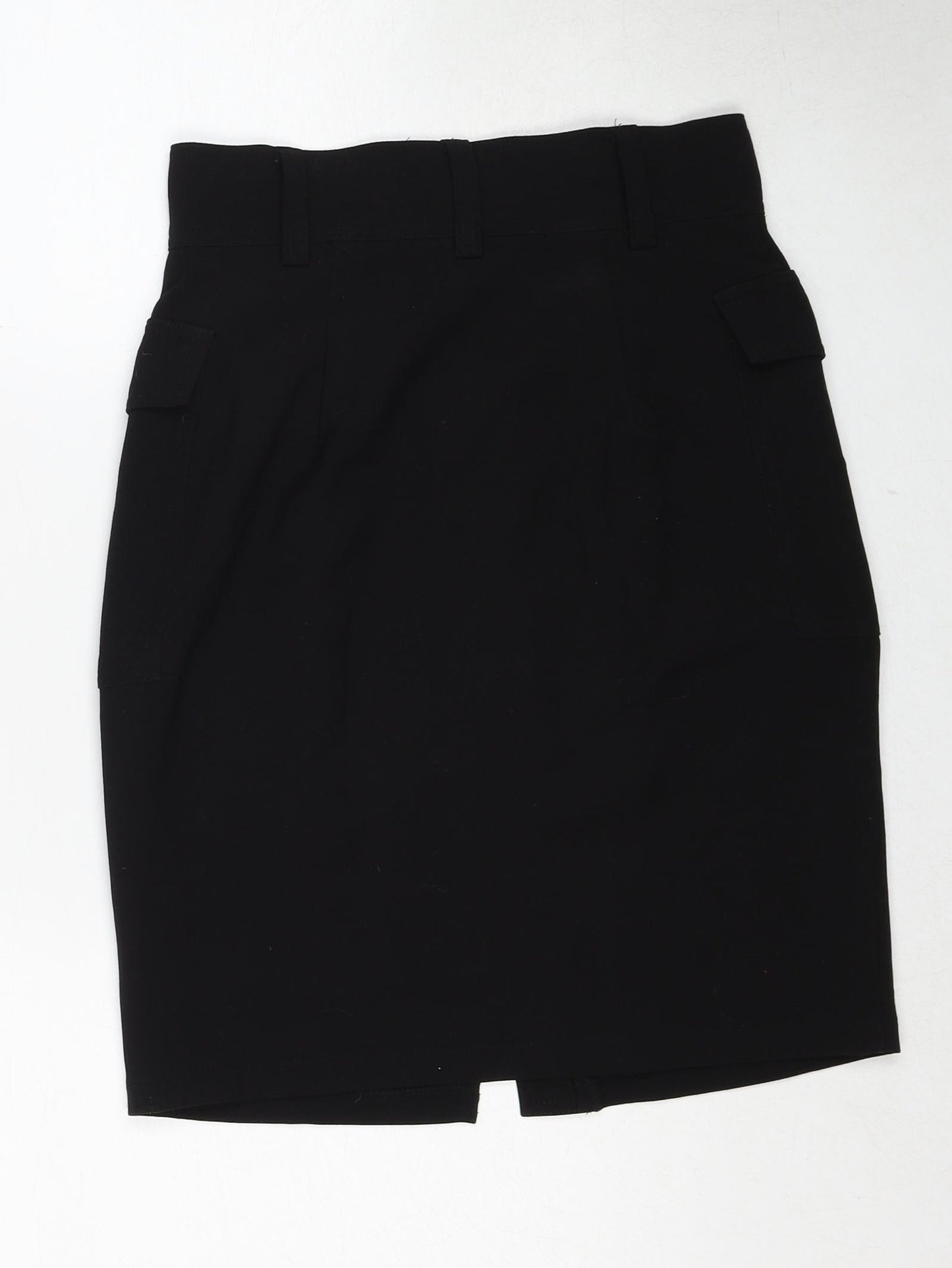 H&M Womens Black Polyacrylate Fibre Cargo Skirt Size 8 Zip