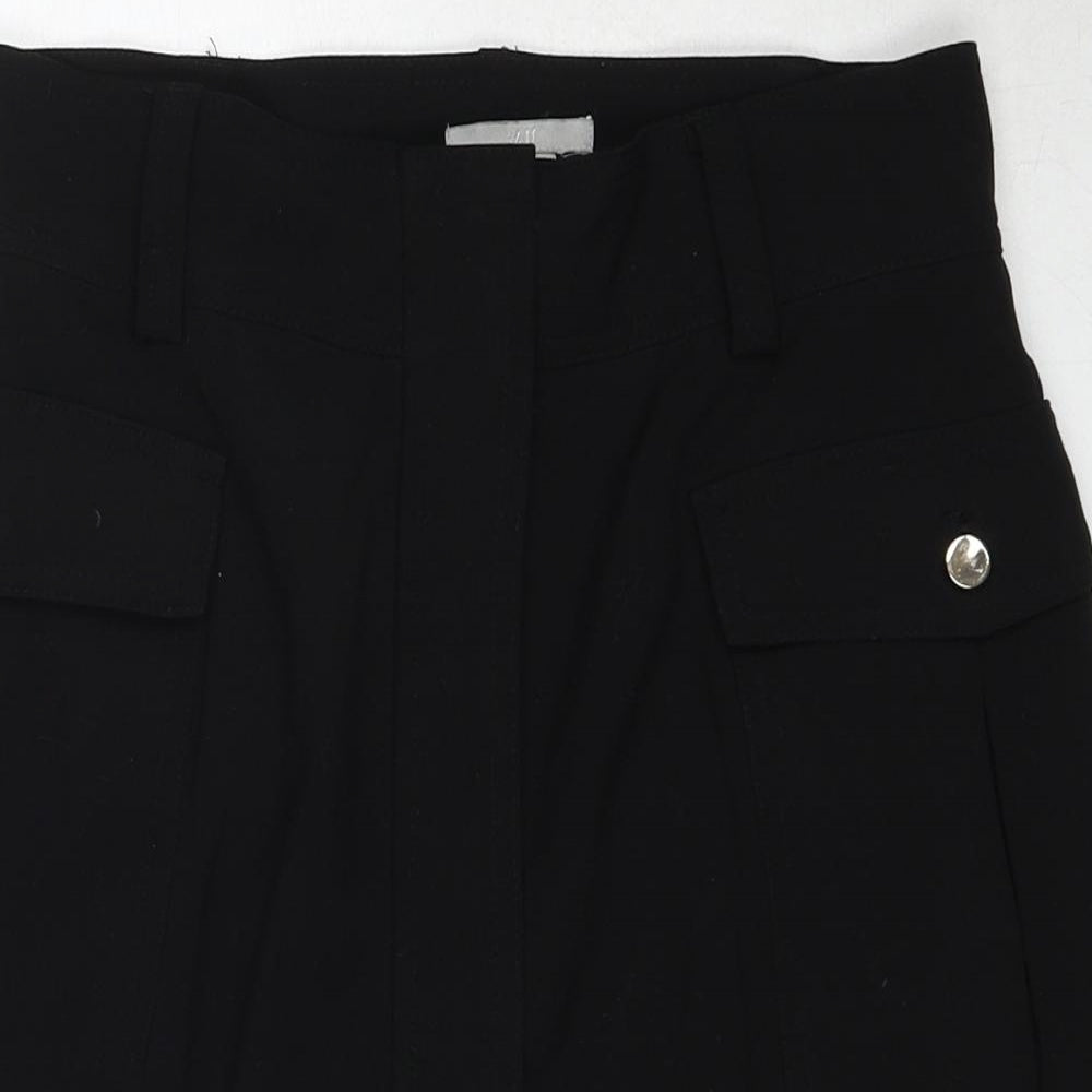 H&M Womens Black Polyacrylate Fibre Cargo Skirt Size 8 Zip