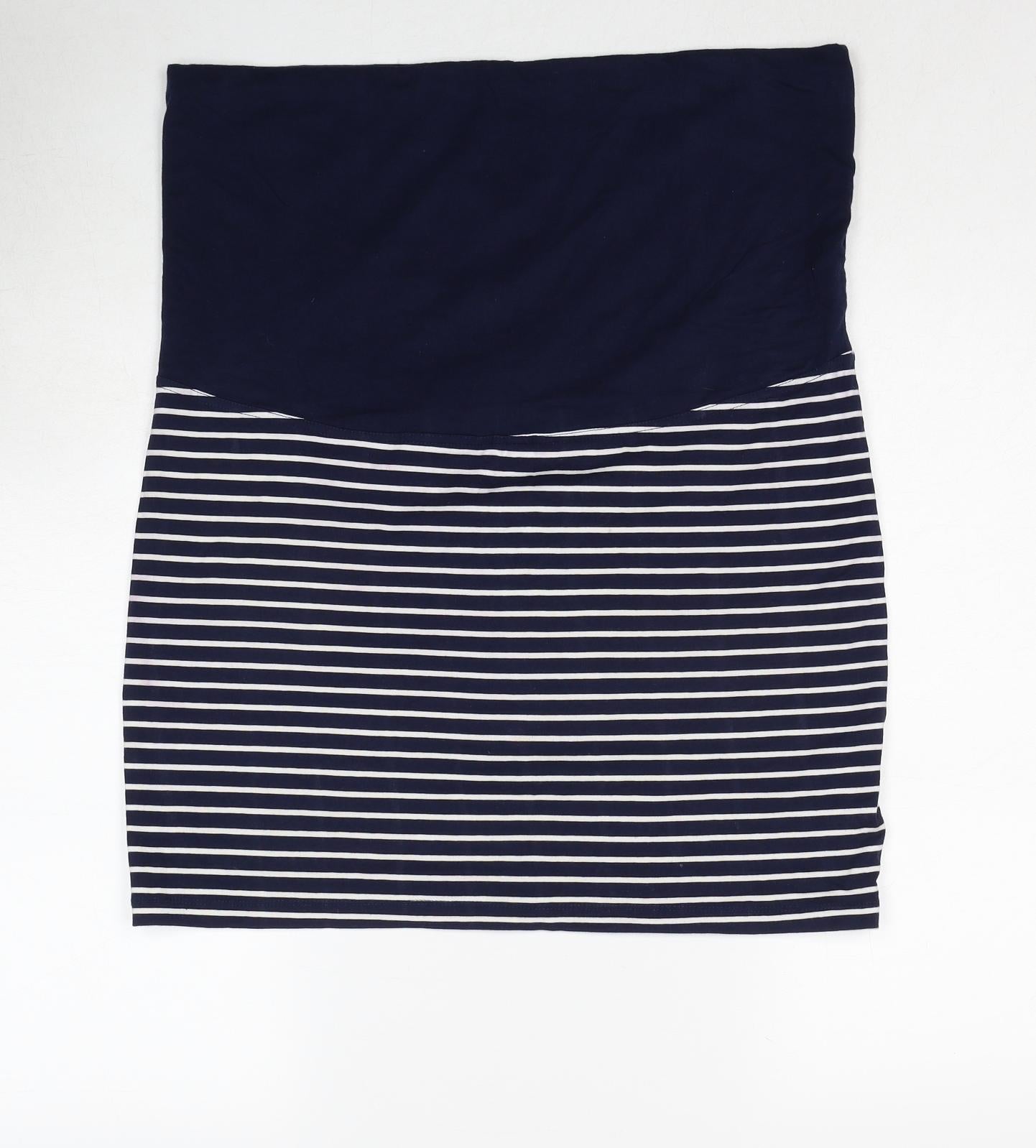 JoJo Maman Bébé Womens Blue Striped Cotton Bandage Skirt Size M