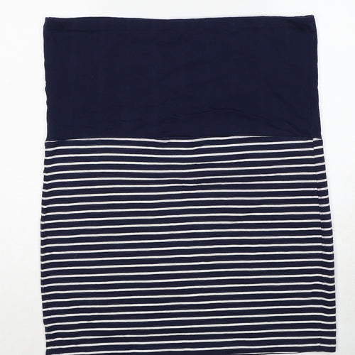 JoJo Maman Bébé Womens Blue Striped Cotton Bandage Skirt Size M