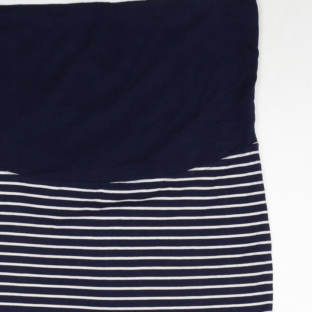 JoJo Maman Bébé Womens Blue Striped Cotton Bandage Skirt Size M