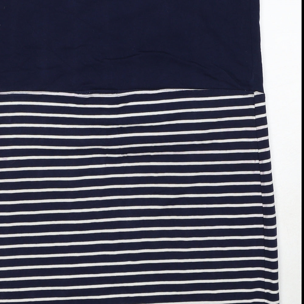 JoJo Maman Bébé Womens Blue Striped Cotton Bandage Skirt Size M