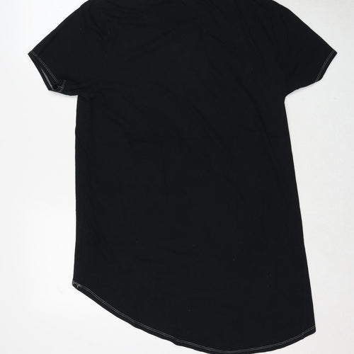ASOS Womens Black Cotton Basic T-Shirt Size S Round Neck - Asymmetric