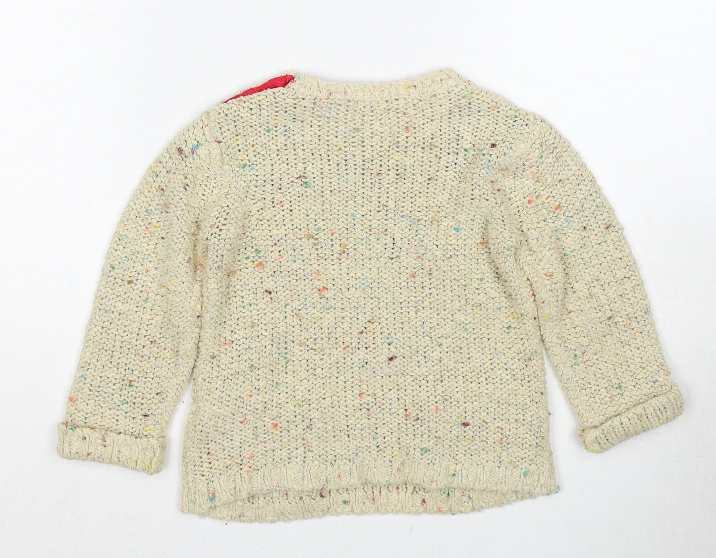 Marks and Spencer Girls Beige Round Neck Acrylic Pullover Jumper Size 3-4 Years Pullover - Heart