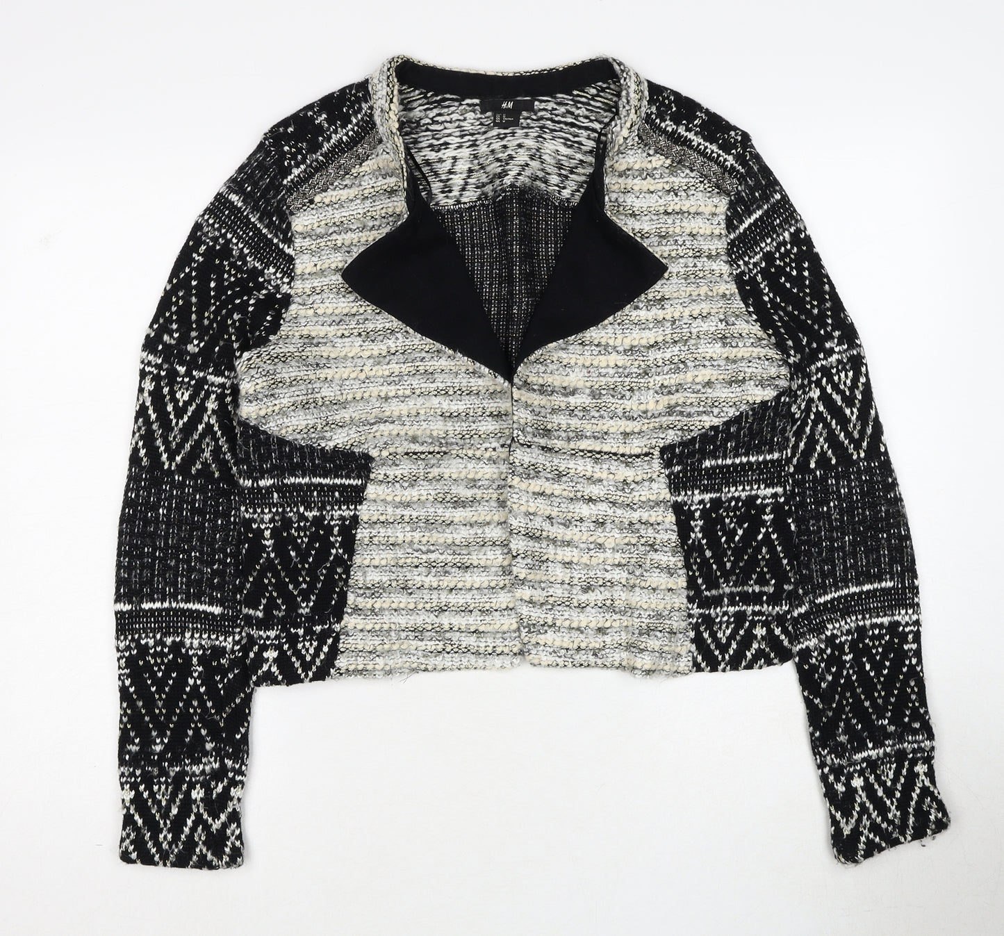 H&M Womens Black Geometric Jacket Size M