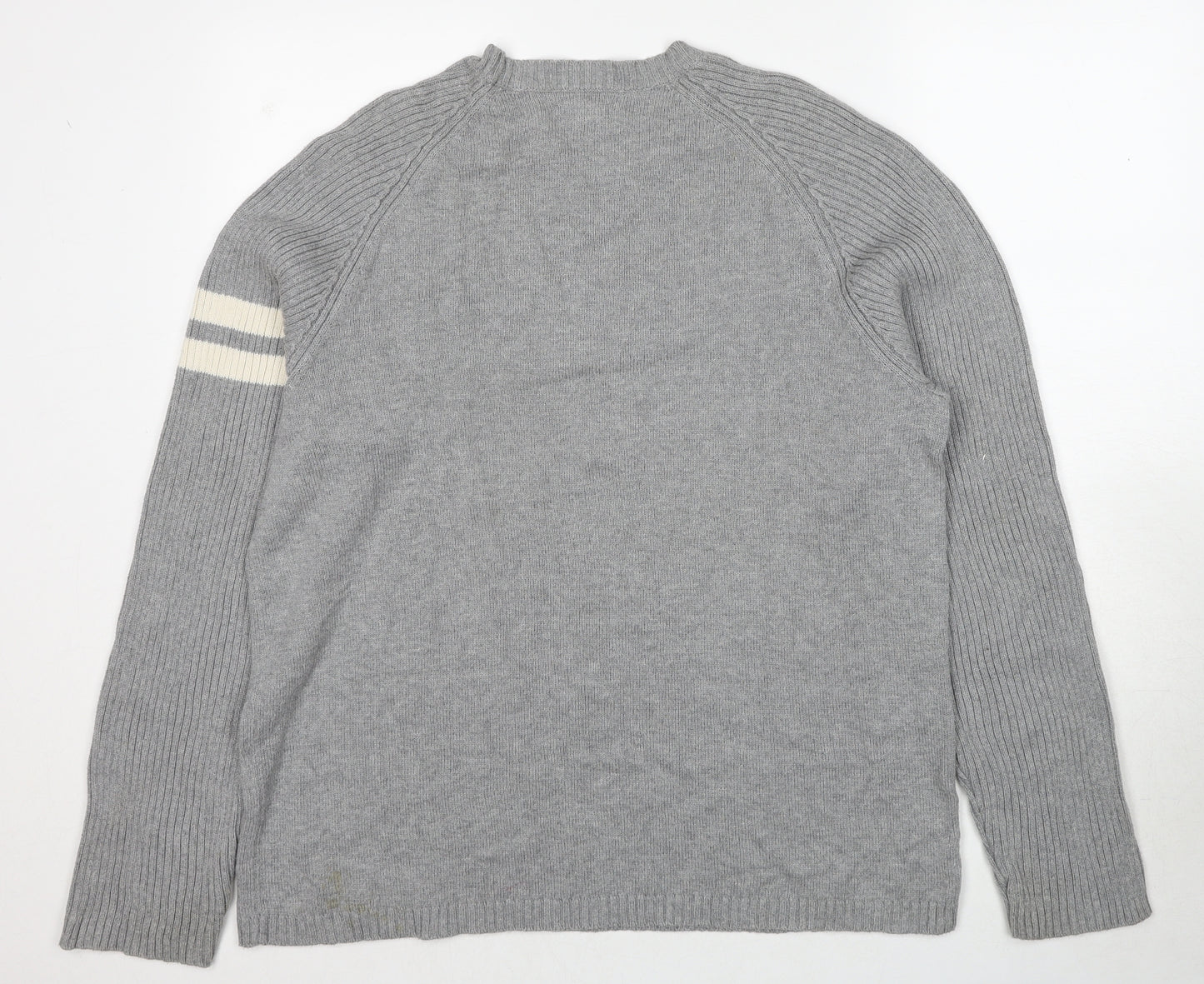 GUESS Mens Grey Round Neck Cotton Pullover Jumper Size 2XL Long Sleeve