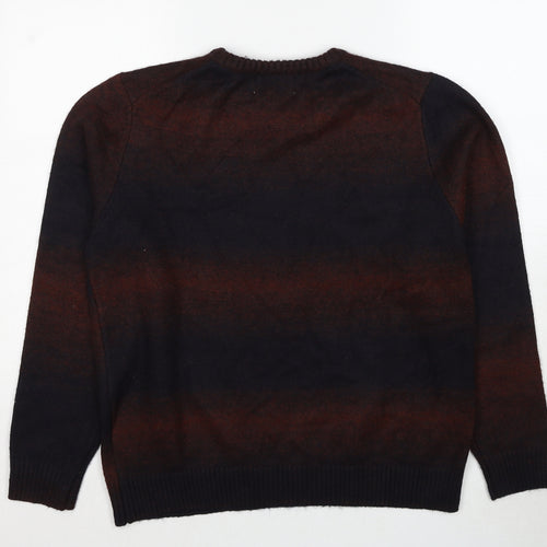 Marks and Spencer Mens Brown Round Neck Polyester Pullover Jumper Size L Long Sleeve
