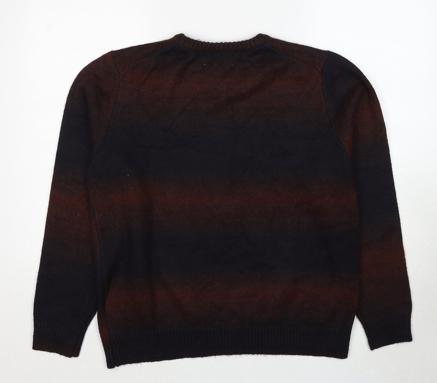 Marks and Spencer Mens Brown Round Neck Polyester Pullover Jumper Size L Long Sleeve