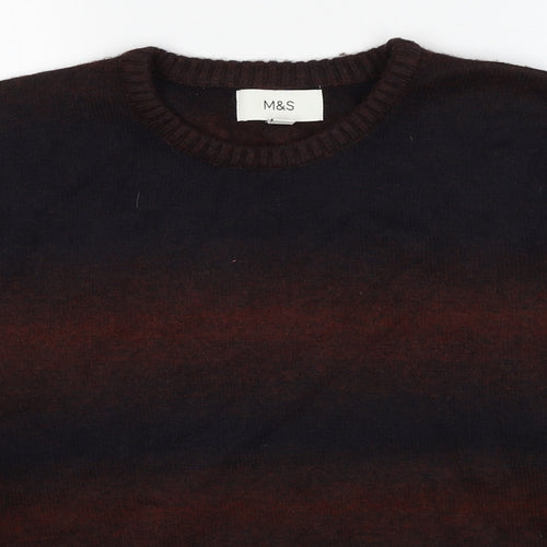 Marks and Spencer Mens Brown Round Neck Polyester Pullover Jumper Size L Long Sleeve