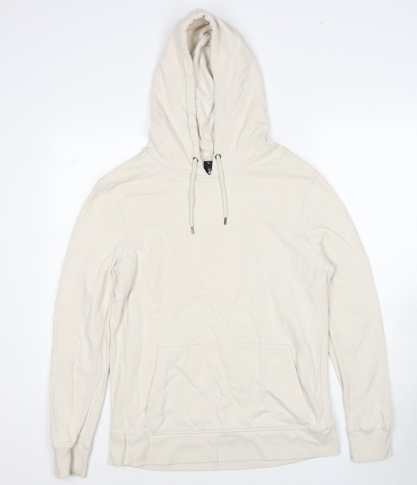 River Island Mens Beige Cotton Pullover Hoodie Size L