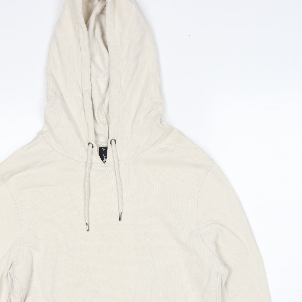 River Island Mens Beige Cotton Pullover Hoodie Size L