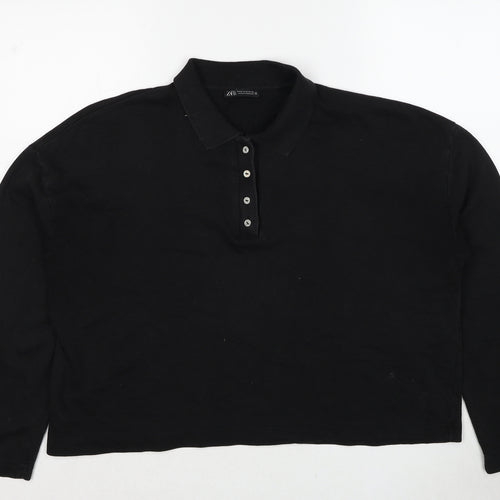 Zara Womens Black Cotton Pullover Sweatshirt Size M Pullover