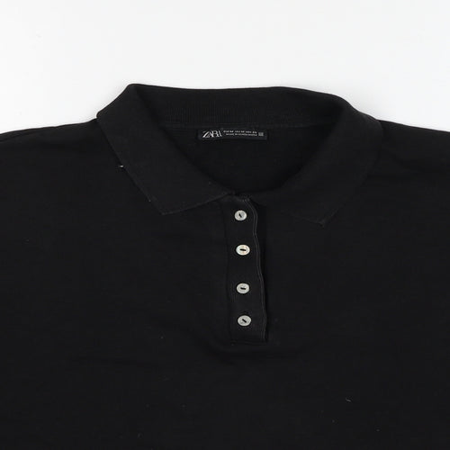 Zara Womens Black Cotton Pullover Sweatshirt Size M Pullover