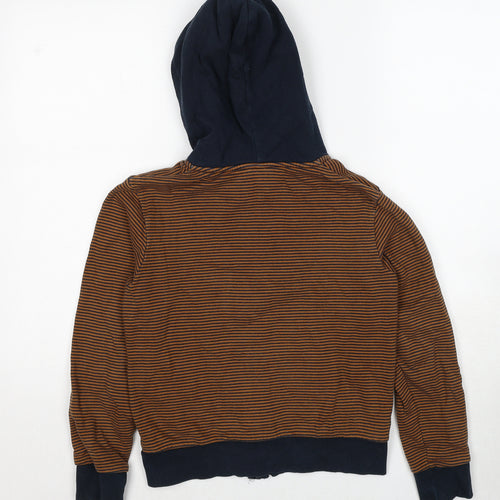 TAO Boys Brown Striped Cotton Full Zip Hoodie Size 12 Years Zip