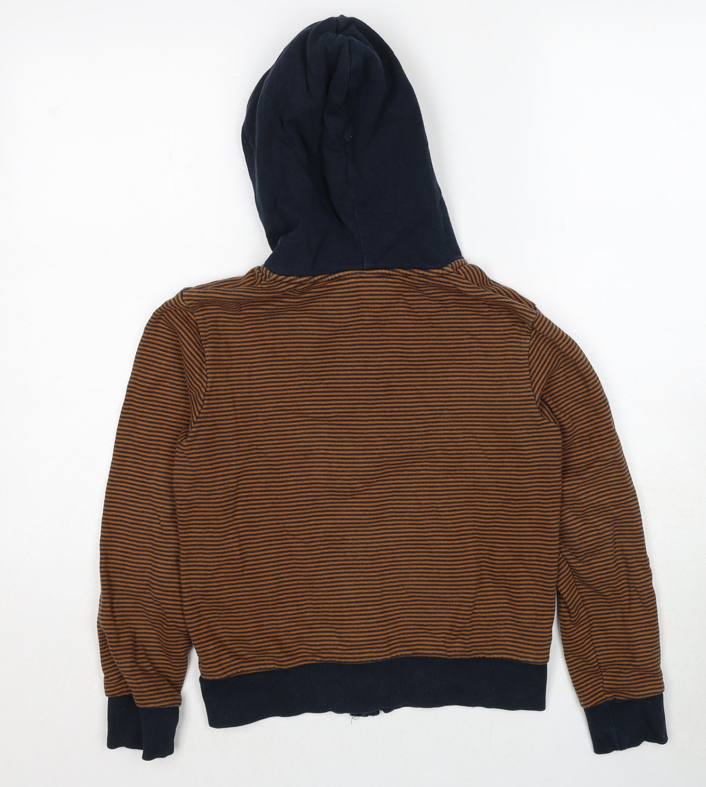 TAO Boys Brown Striped Cotton Full Zip Hoodie Size 12 Years Zip