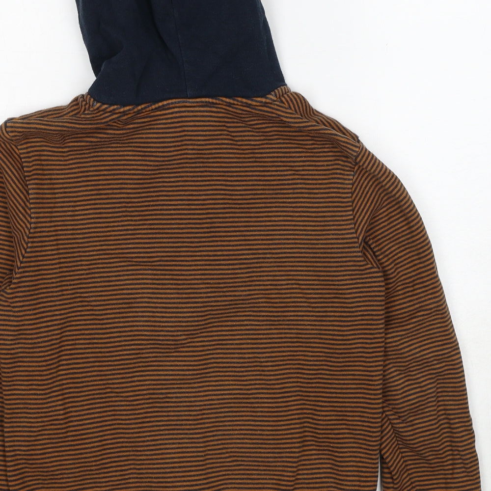 TAO Boys Brown Striped Cotton Full Zip Hoodie Size 12 Years Zip