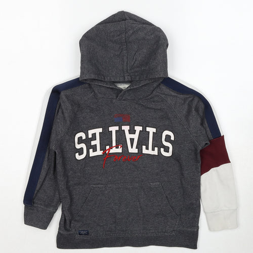 Zara Boys Grey Cotton Pullover Hoodie Size 7 Years Pullover - States Forever