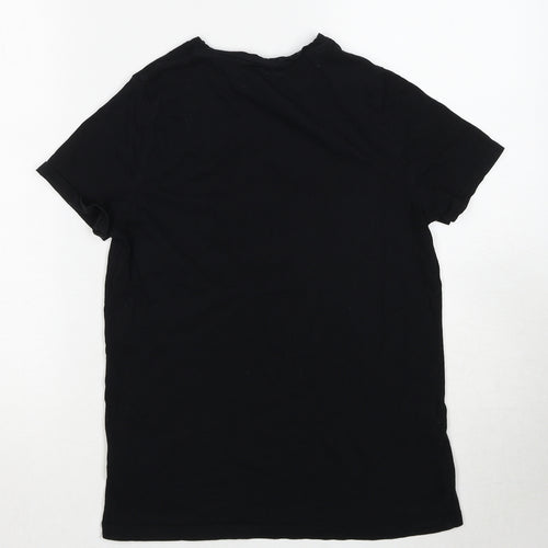 New Look Womens Black Cotton Basic T-Shirt Size 8 Round Neck - Fleur D'amour