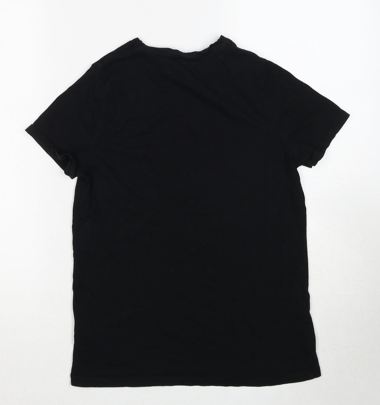 New Look Womens Black Cotton Basic T-Shirt Size 8 Round Neck - Fleur D'amour