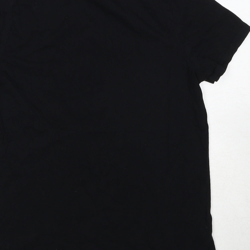 New Look Womens Black Cotton Basic T-Shirt Size 8 Round Neck - Fleur D'amour