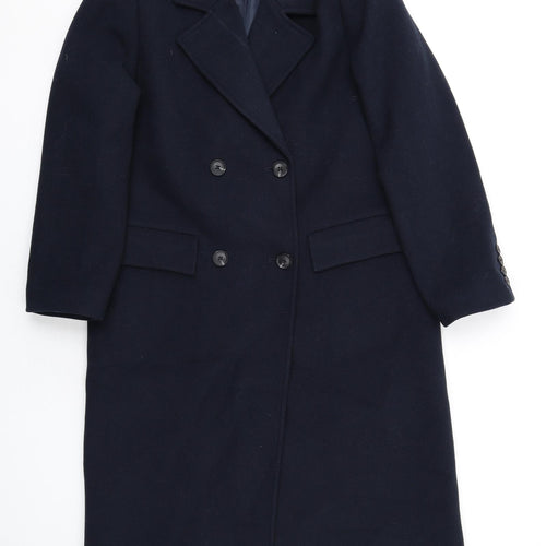 Marks and Spencer Womens Blue Overcoat Coat Size 12 Button