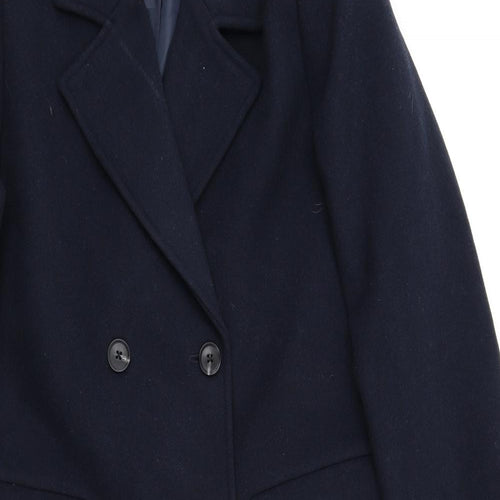 Marks and Spencer Womens Blue Overcoat Coat Size 12 Button