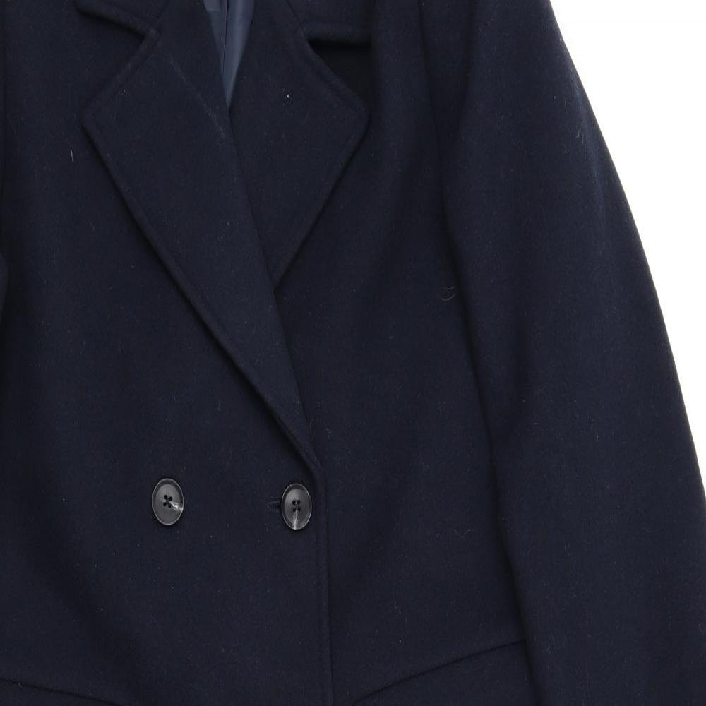 Marks and Spencer Womens Blue Overcoat Coat Size 12 Button